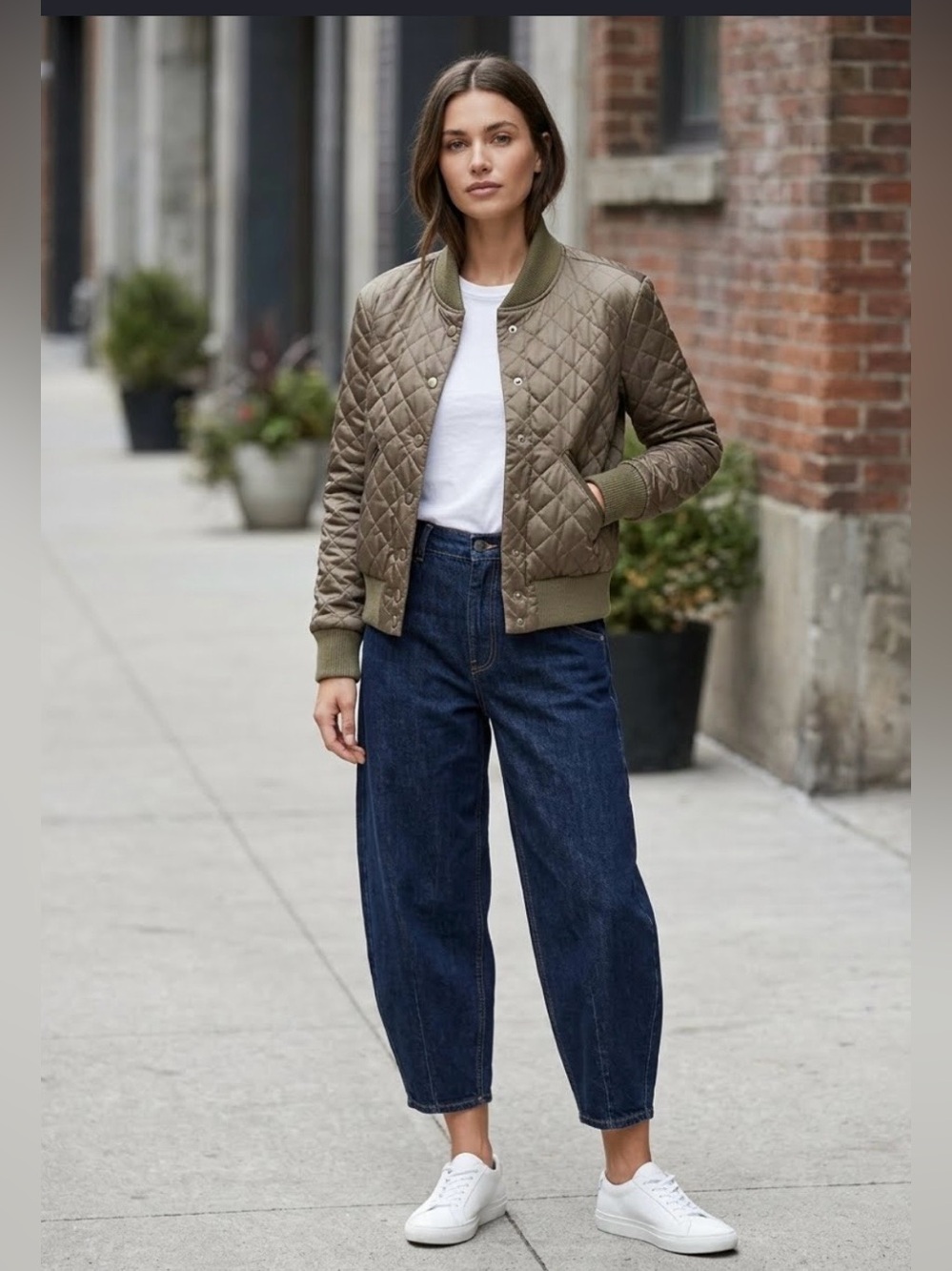 SMYTHE Quilted Bomber Jacket in Olive